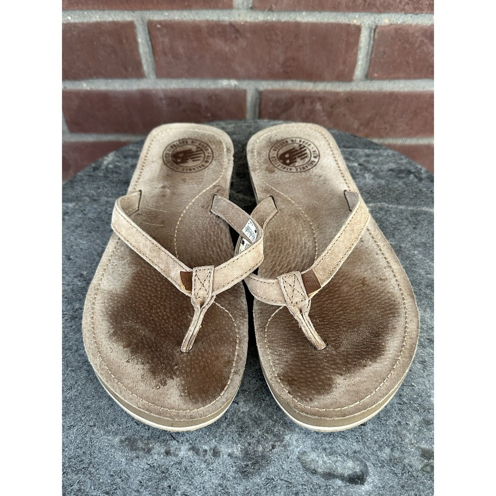 New Balance Womens Size 7B Brown Cushioned Slip On Flip Flop Sandals Shoes - Picture 2 of 9